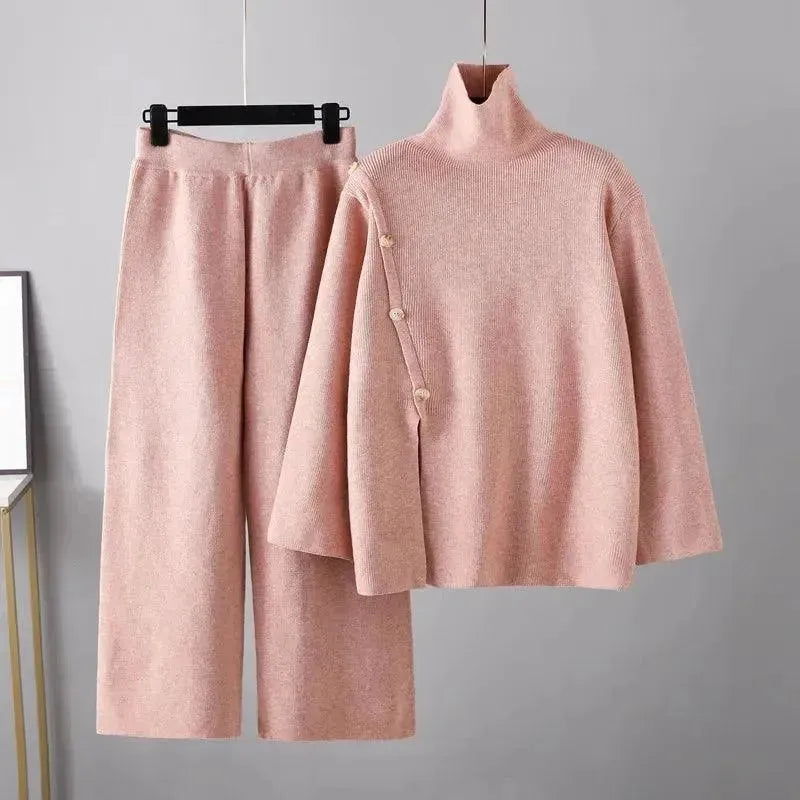 Cozy Casual Wool Two-Piece Pants Set - Casual Pants Set - LeStyleParfait