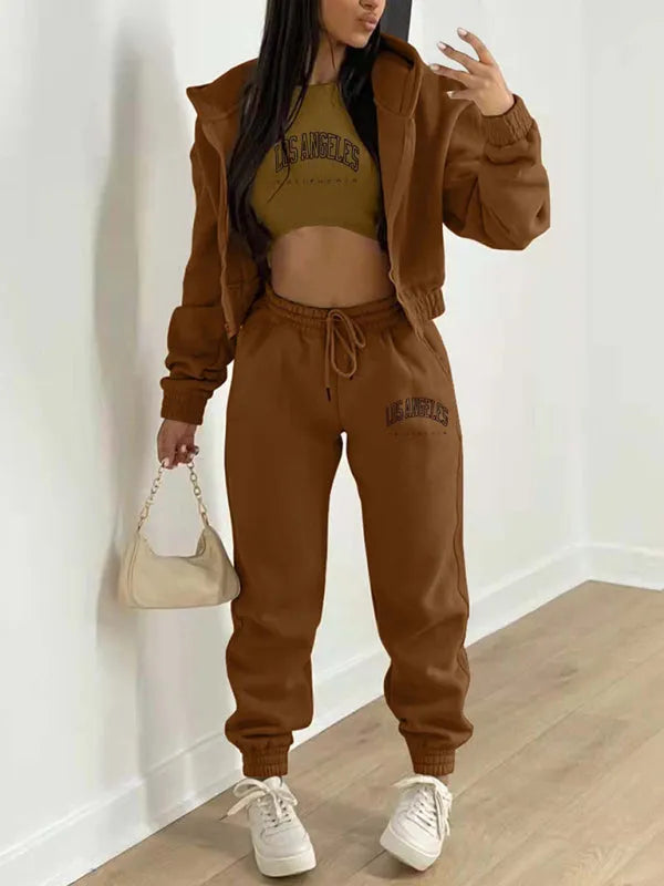 Cozy Women Casual Jogger Three-Piece Set - Casual Jogger Three-Piece Set - LeStyleParfait