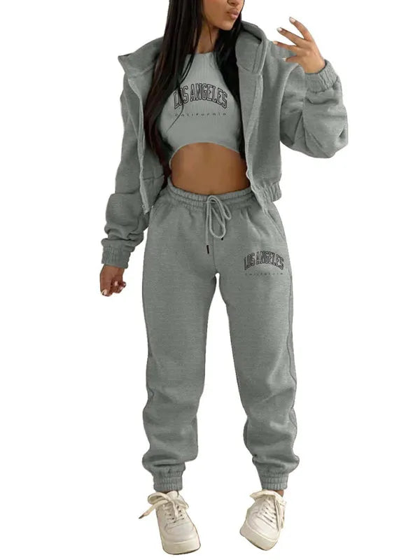 Cozy Women Casual Jogger Three-Piece Set - Casual Jogger Three-Piece Set - LeStyleParfait