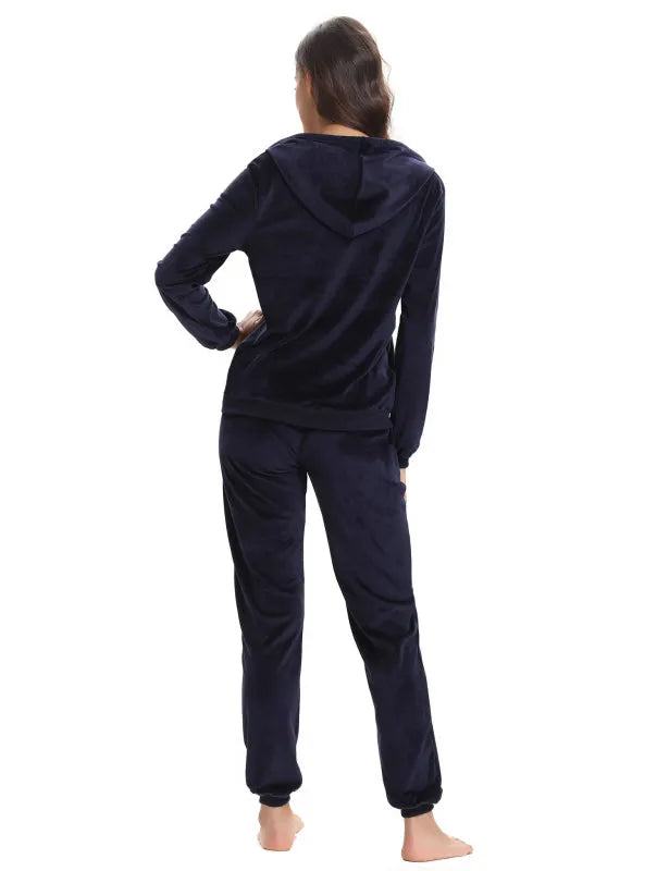 Cozy Women Casual Velvet Two-Piece Jogger Set - Casual Jogger Set - LeStyleParfait