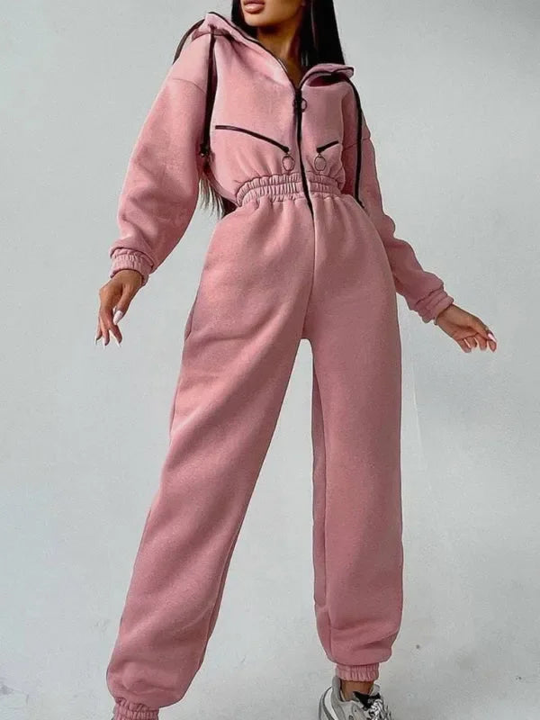 Cozy Women Casual Zip Two-Piece Set - Casual Jogger Set - LeStyleParfait