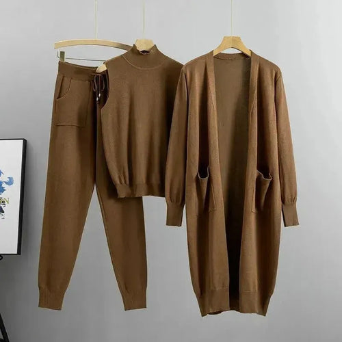 Cozy Women Knit Three-Piece Lounge Set - Casual Lounge Set - LeStyleParfait