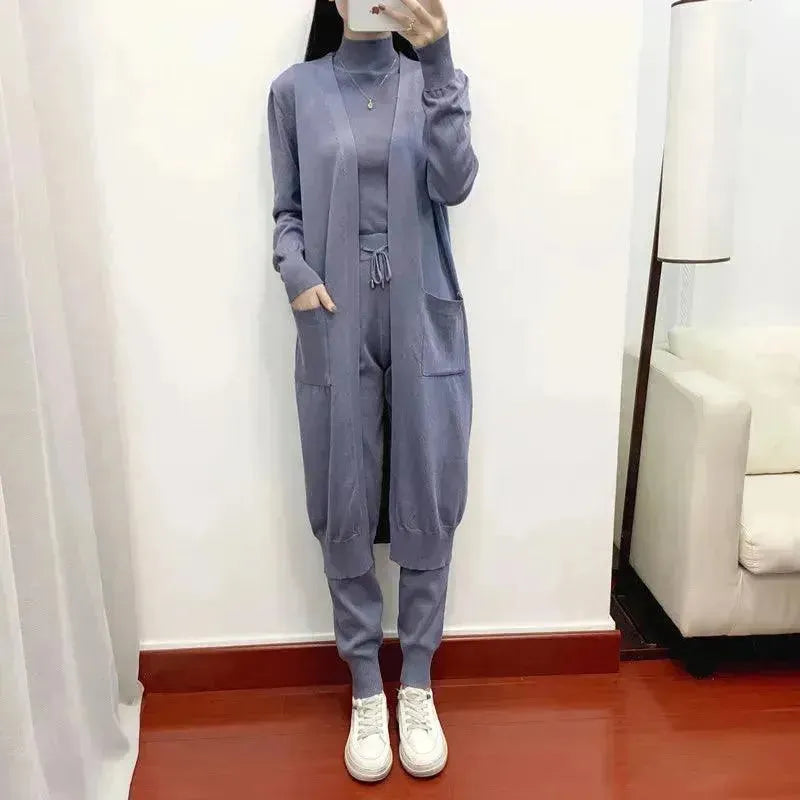 Cozy Women Knit Three-Piece Lounge Set - Casual Lounge Set - LeStyleParfait