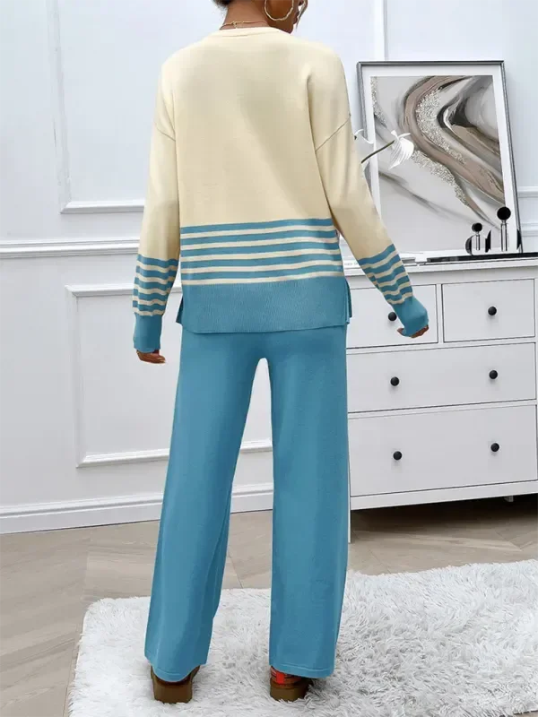 Cozy Women Striped Casual Two-Piece Set - Striped Casual Two-Piece Set - LeStyleParfait
