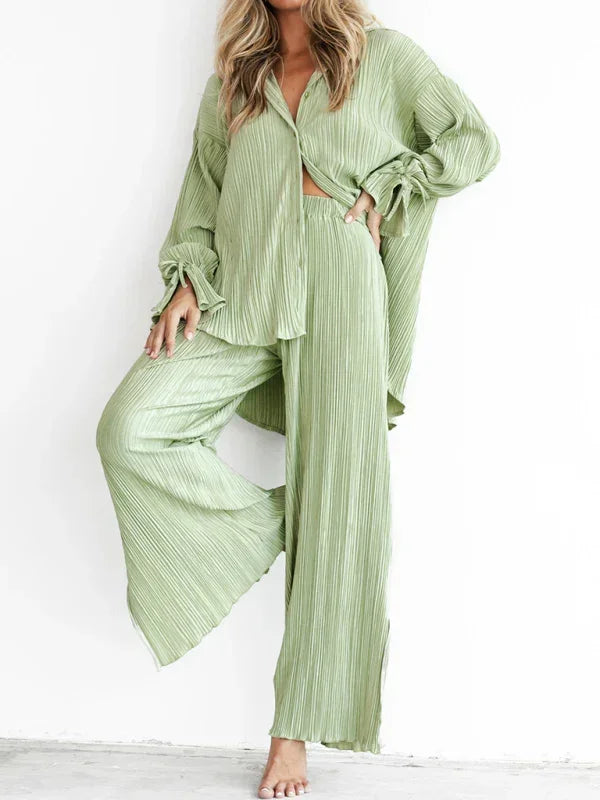 Cozy Women Striped Lounge Two-Piece Set - Striped Lounge Two-Piece Set - LeStyleParfait