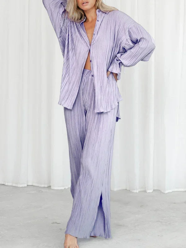 Cozy Women Striped Lounge Two-Piece Set - Striped Lounge Two-Piece Set - LeStyleParfait