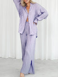 Cozy Women Striped Lounge Two-Piece Set - Striped Lounge Two-Piece Set - LeStyleParfait