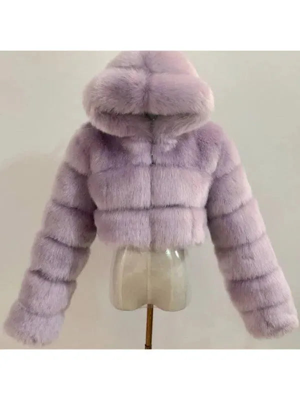 Crop Faux Fur Coat for Women - Crop Coat - LeStyleParfait