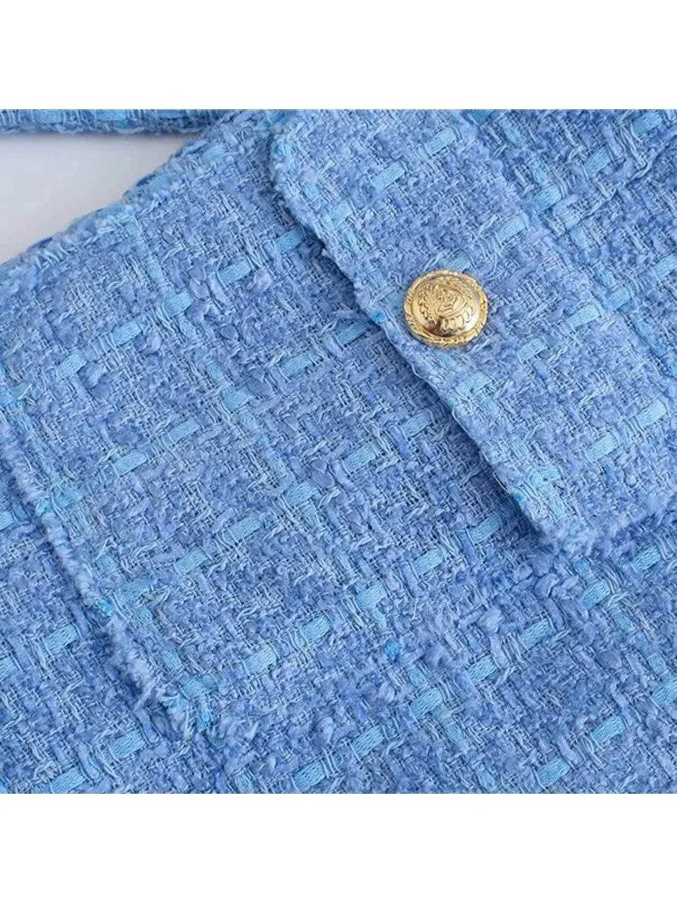 Cropped Tweed Jacket Blazer for Women - Tweed Blazer - LeStyleParfait