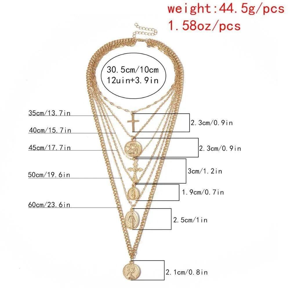 Cross and Virgin Mary Pendant Necklace - Pendant Necklace - LeStyleParfait