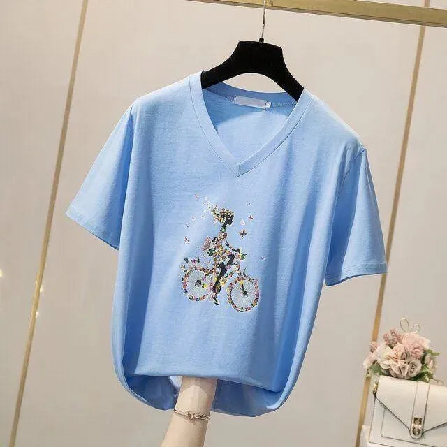 Cycler-Print T-Shirts For Women - T-Shirts - LeStyleParfait