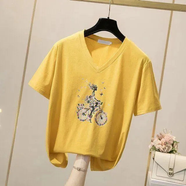 Cycler-Print T-Shirts For Women - T-Shirts - LeStyleParfait