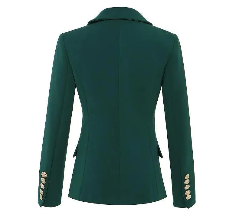 Dark Green Blazer Women - Casual - Plain-Solid - Double-Breasted Blazer - LeStyleParfait