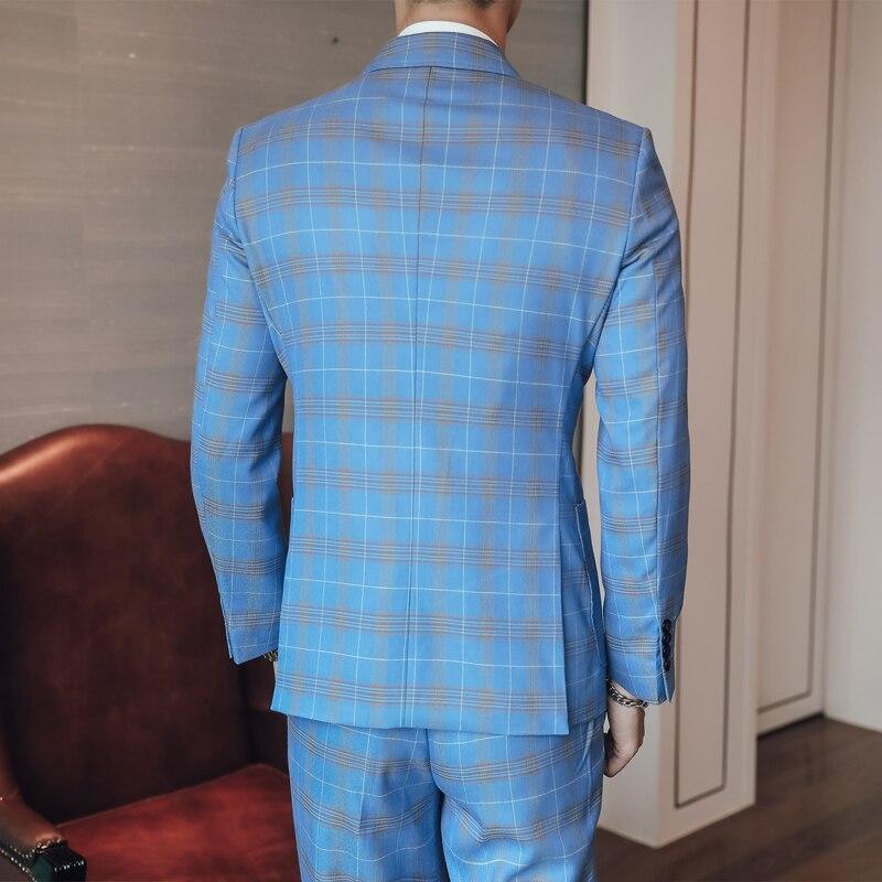 Double-Breasted Plaid Suit For Men - Suit - LeStyleParfait Kenya