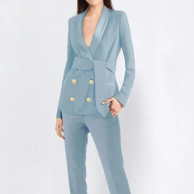 Double Breasted Women Tuxedo Suit - Tuxedo Suit - LeStyleParfait
