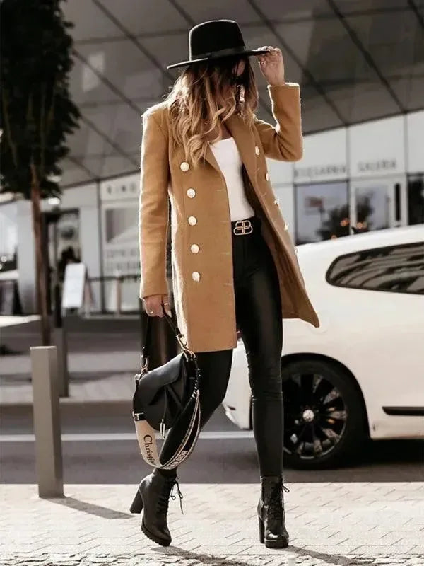 Double-Breasted Women Woolen Coat - Woolen Coat - LeStyleParfait