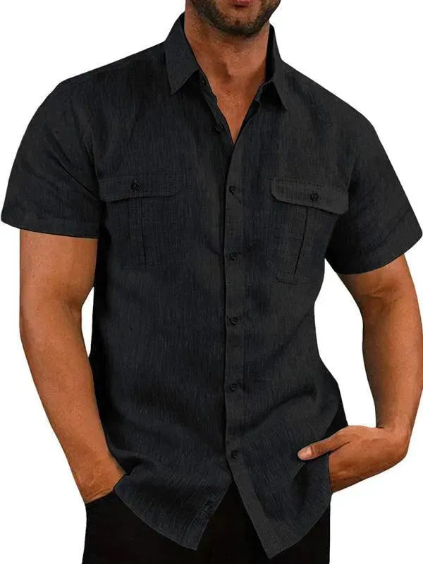 Double-Pocket Summer Shirt for Men - Short Sleeve Shirt - LeStyleParfait