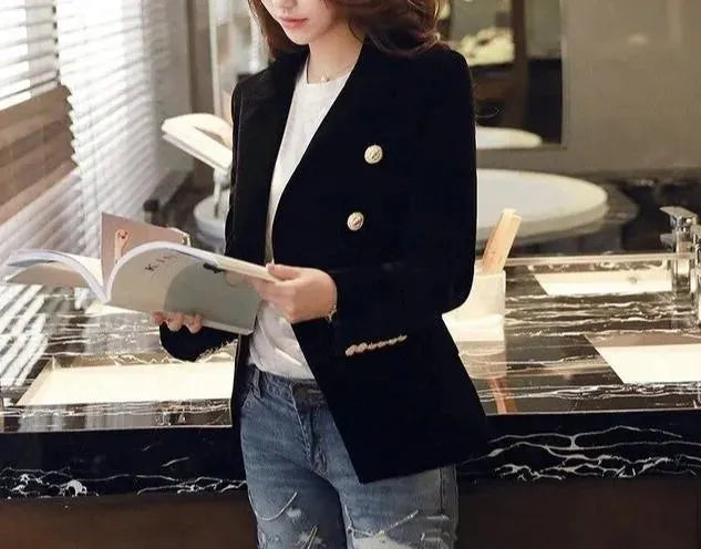 Douceur Velvet Blazer Women - Casual - Plain-Solid - Velvet Blazer - LeStyleParfait