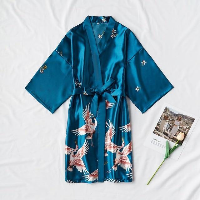 Dove Silk Satin Nightgown-Kimono Robe - Sleepwear - LeStyleParfait Kenya