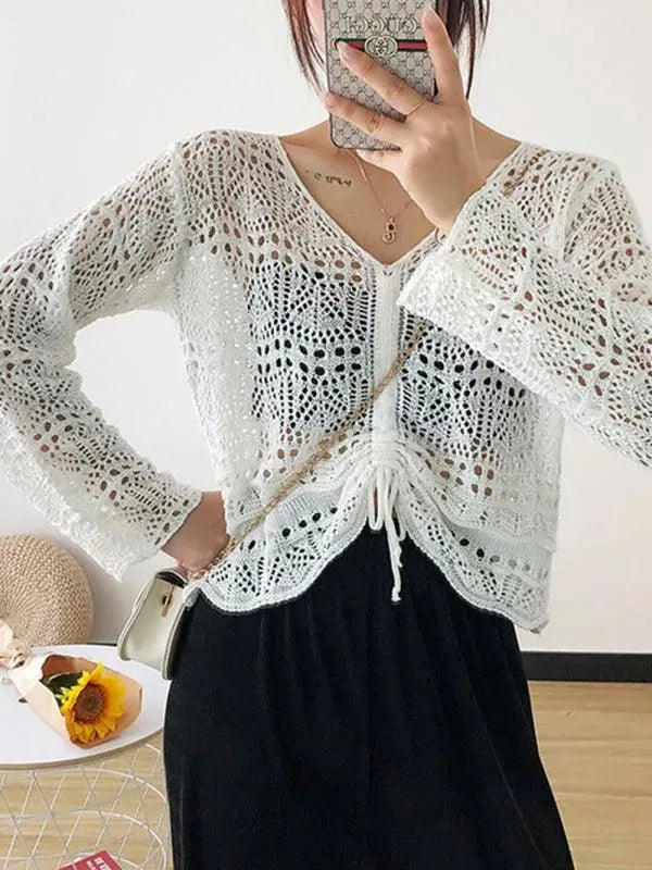 Drawstring Mesh Summer Women Crop Top - Crop Top - LeStyleParfait