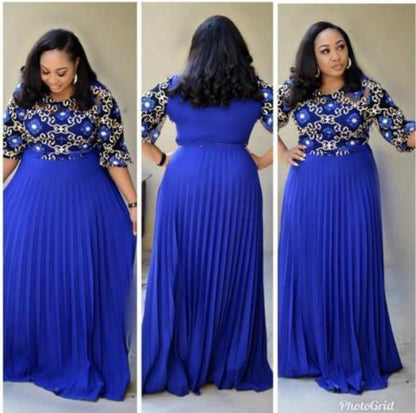 Dress-African Women Maxi Dress Blue - Dress - LeStyleParfait Kenya