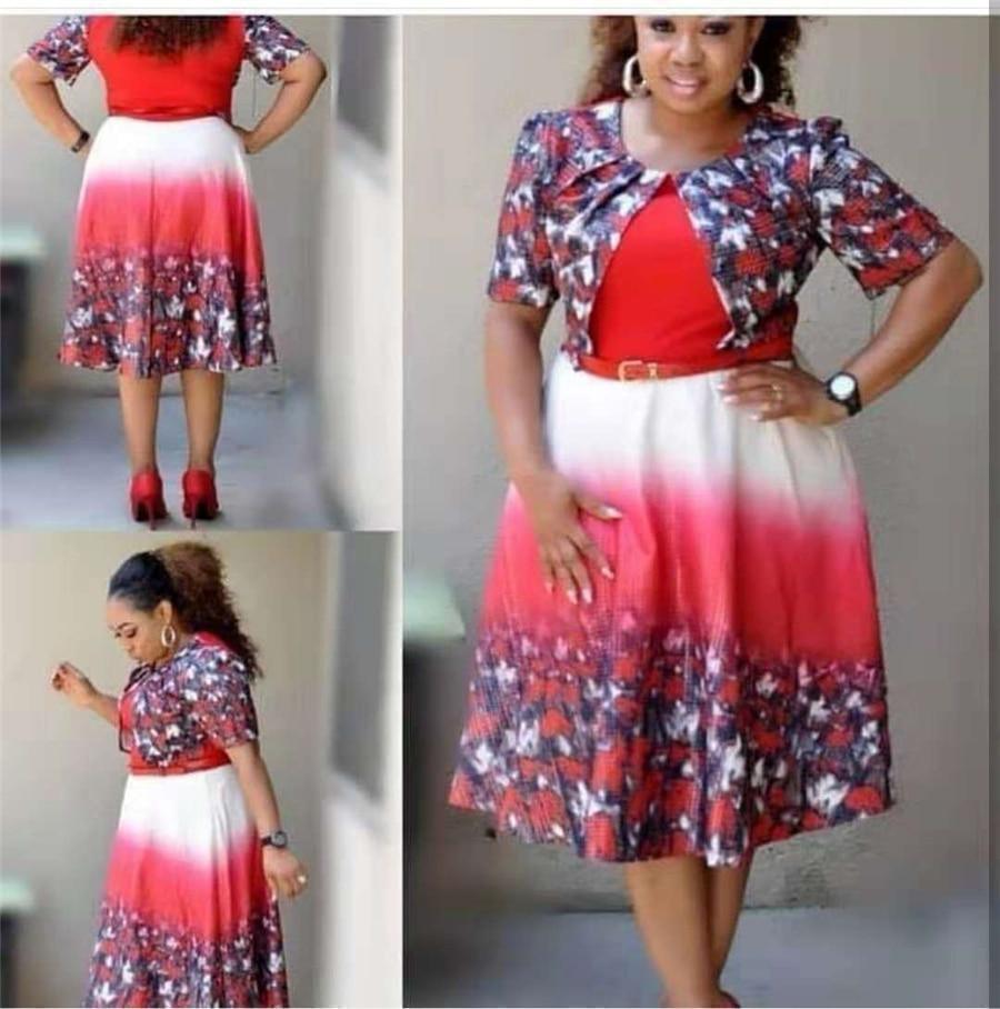 Dress - Women Floral Dress, Fake Two-Piece Top, Plus Size - Dress - LeStyleParfait Kenya