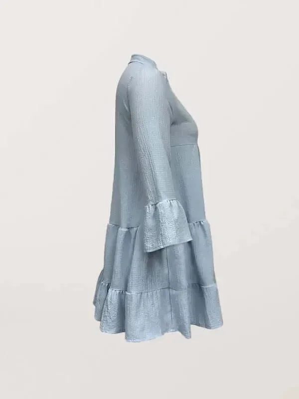 A-line,a-line dress,button-down,button-down dress,buttons,casual,casual dress,cotton,cotton dress,ladies Wrinkle resistant,long sleeve,long sleeve dress,loose,loose dress,mini,mini hem dress,Quick drying mini dress,solid,solid dress,straight,summer,summer dress,tiered,tiered dress,V-neck,v-neck dress-LeStyleParfait