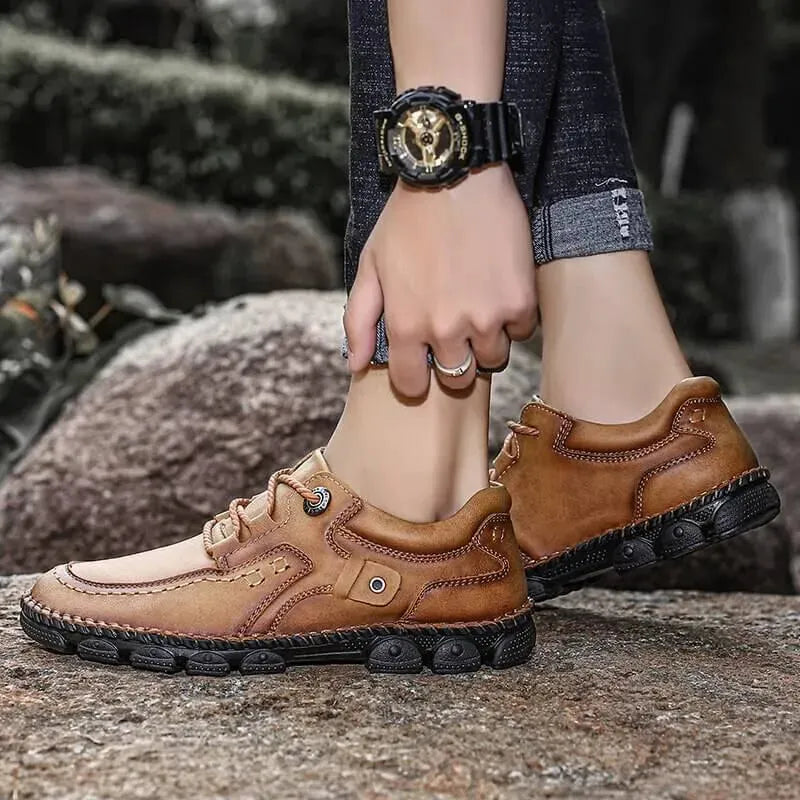 Ekko Lace-Up Rugged Leather Shoes - Casual Shoes - LeStyleParfait