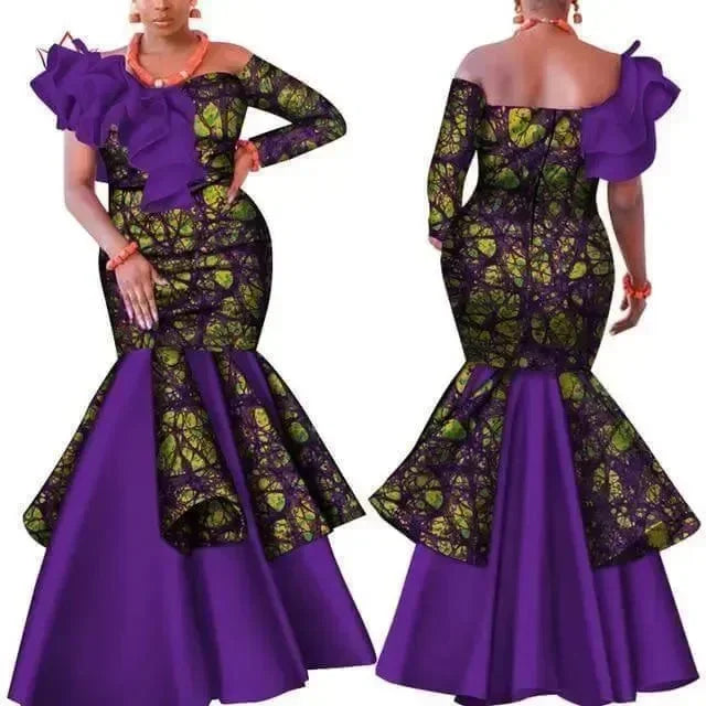 Elegant African Print Mermaid Evening Dress fashion image