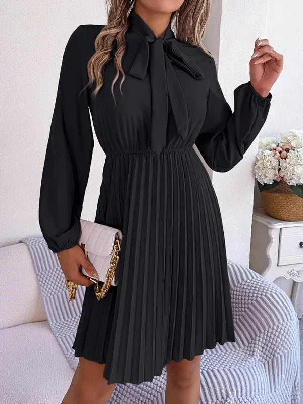 Elegant Burgundy Pleated Chiffon Midi Dress