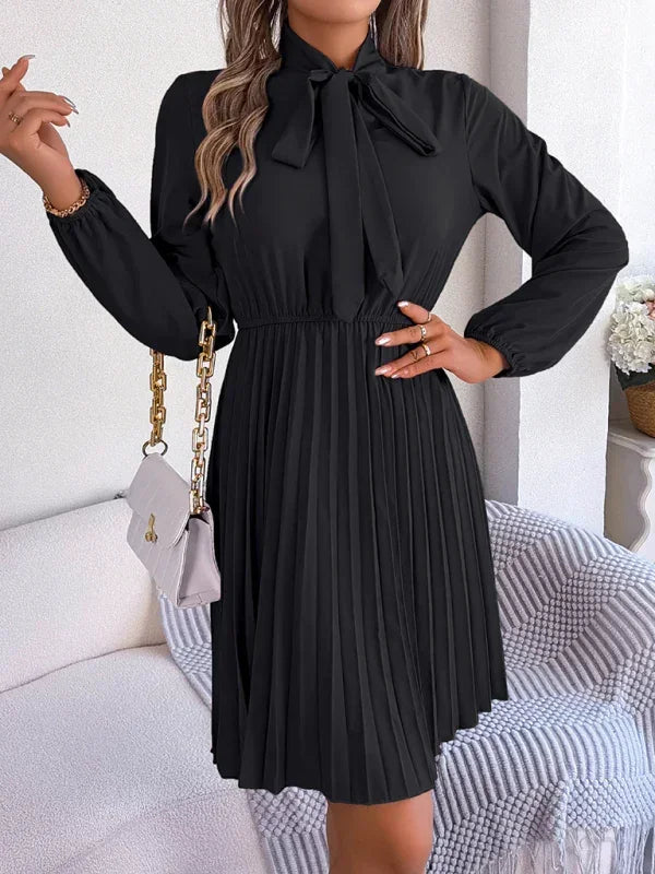 Elegant Burgundy Pleated Chiffon Midi Dress