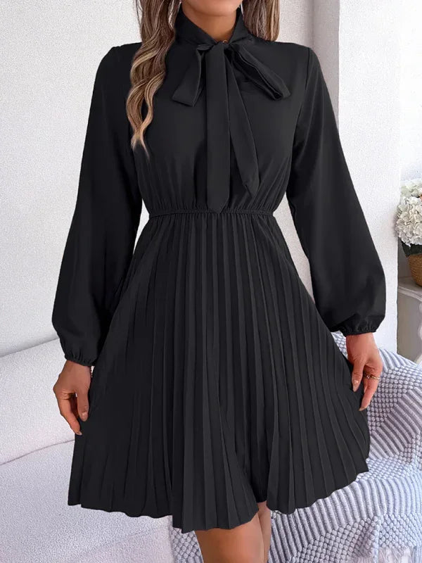 Elegant Burgundy Pleated Chiffon Midi Dress