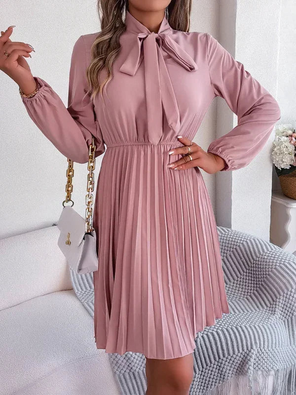 Elegant Burgundy Pleated Chiffon Midi Dress