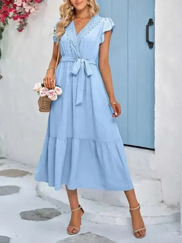 Elegant Cotton Wrap Maxi Dress
