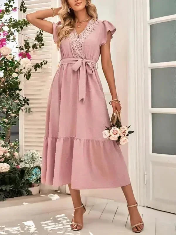 Elegant Cotton Wrap Maxi Dress