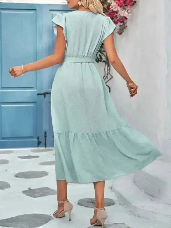 Elegant Cotton Wrap Maxi Dress
