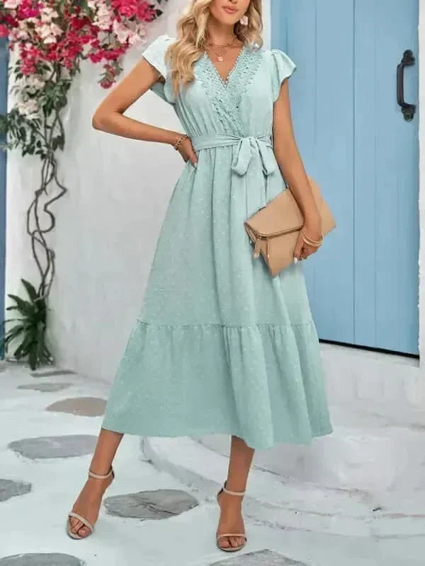 Elegant Cotton Wrap Maxi Dress