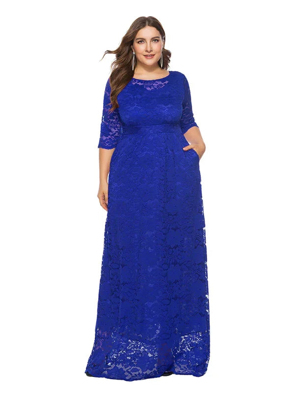 Elegant Lace Evening Maxi Dress