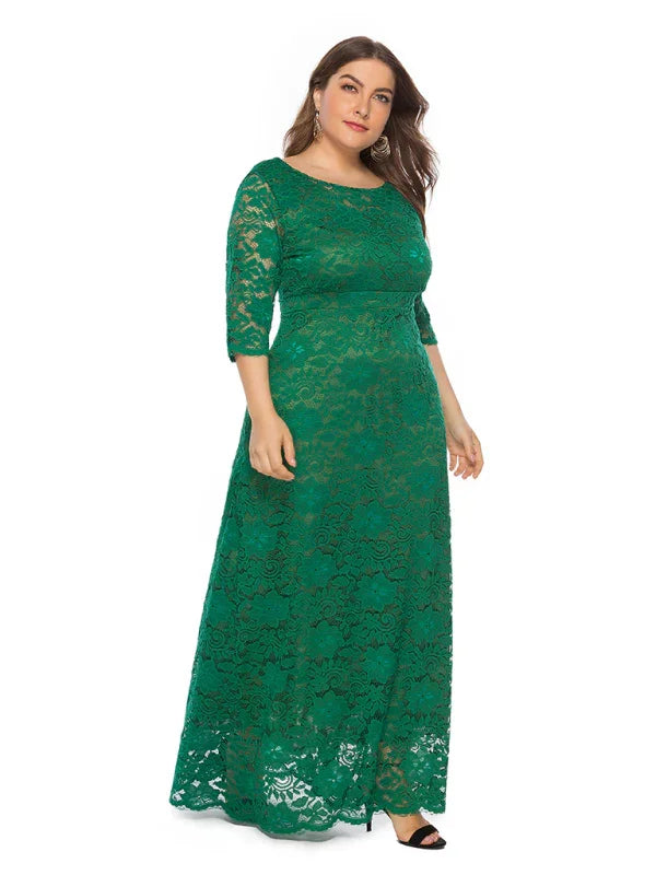 Elegant Lace Evening Maxi Dress