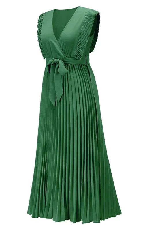 Elegant Pink Chiffon Wrap Midi Dress