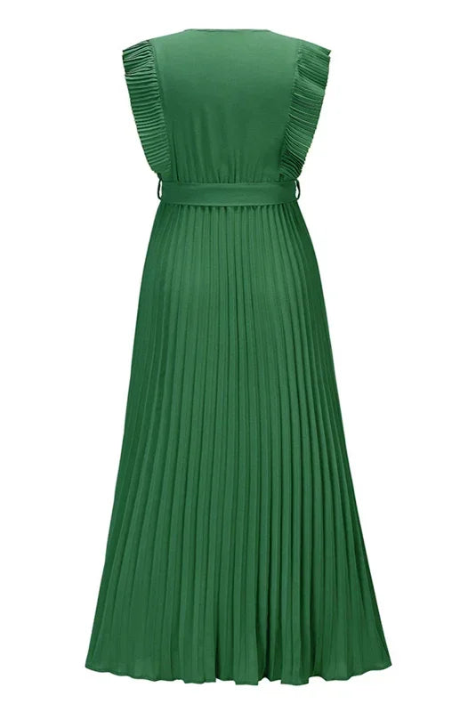 Elegant Pink Chiffon Wrap Midi Dress