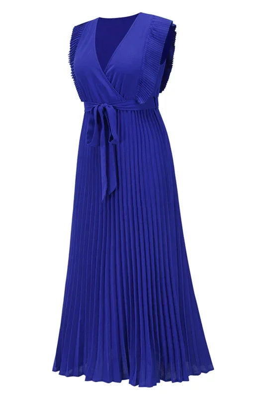 Elegant Pink Chiffon Wrap Midi Dress