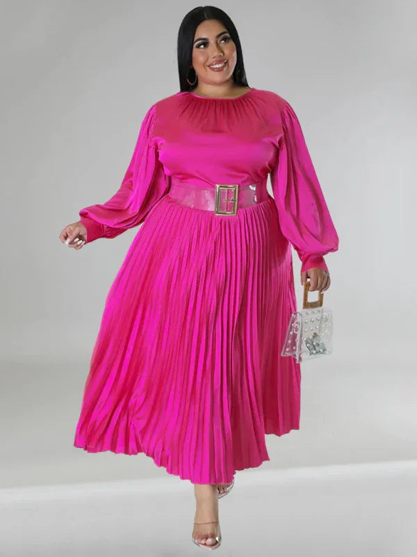 Elegant Pleated Midi Dress fashion image