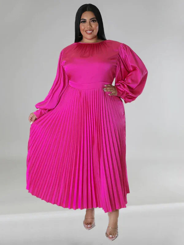Elegant Pleated Midi Dress fashion image