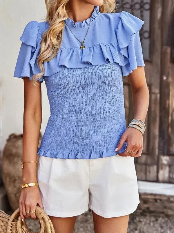 Elegant Ruffled Summer Top - Women Tops - LeStyleParfait