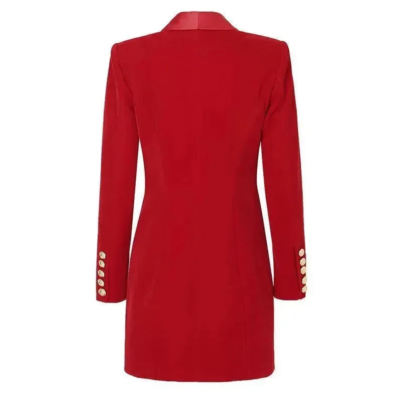 Satin Shawl Velvet Blazer Dress - Blazer Dress - LeStyleParfait