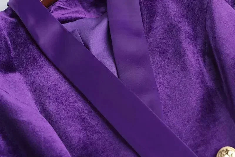 Satin Shawl Velvet Blazer Dress - Blazer Dress - LeStyleParfait