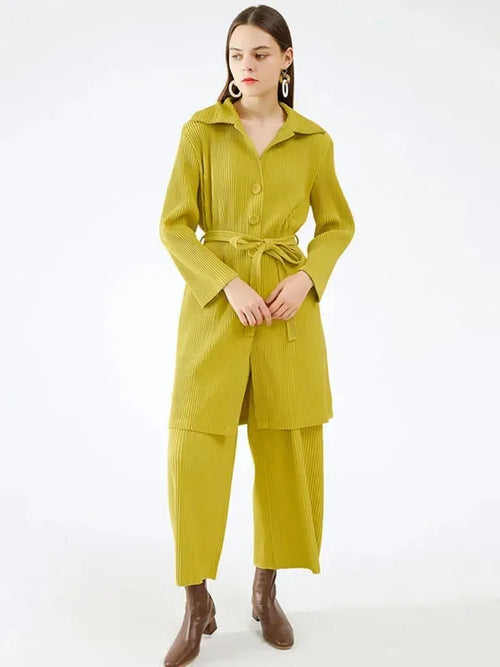 Elegant Women Casual Lapel Two-Piece Pant Set - Casual Pant Set - LeStyleParfait