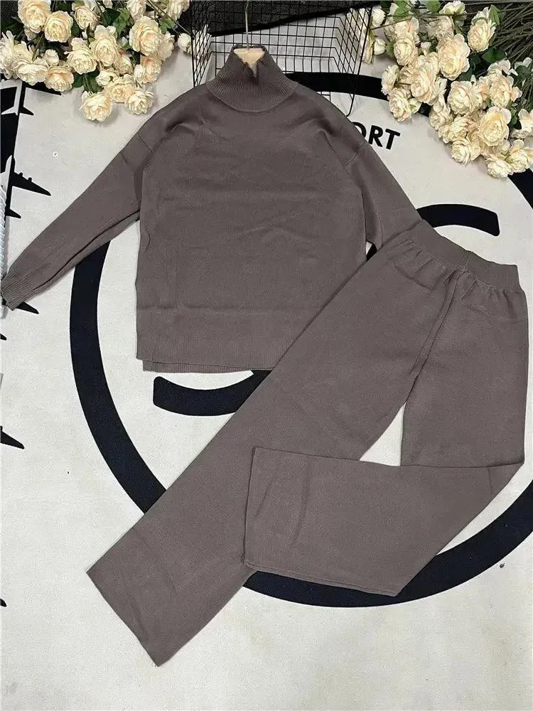 Elegant Women Casual Ribbed Two-Piece Set - Casual Pants Set - LeStyleParfait