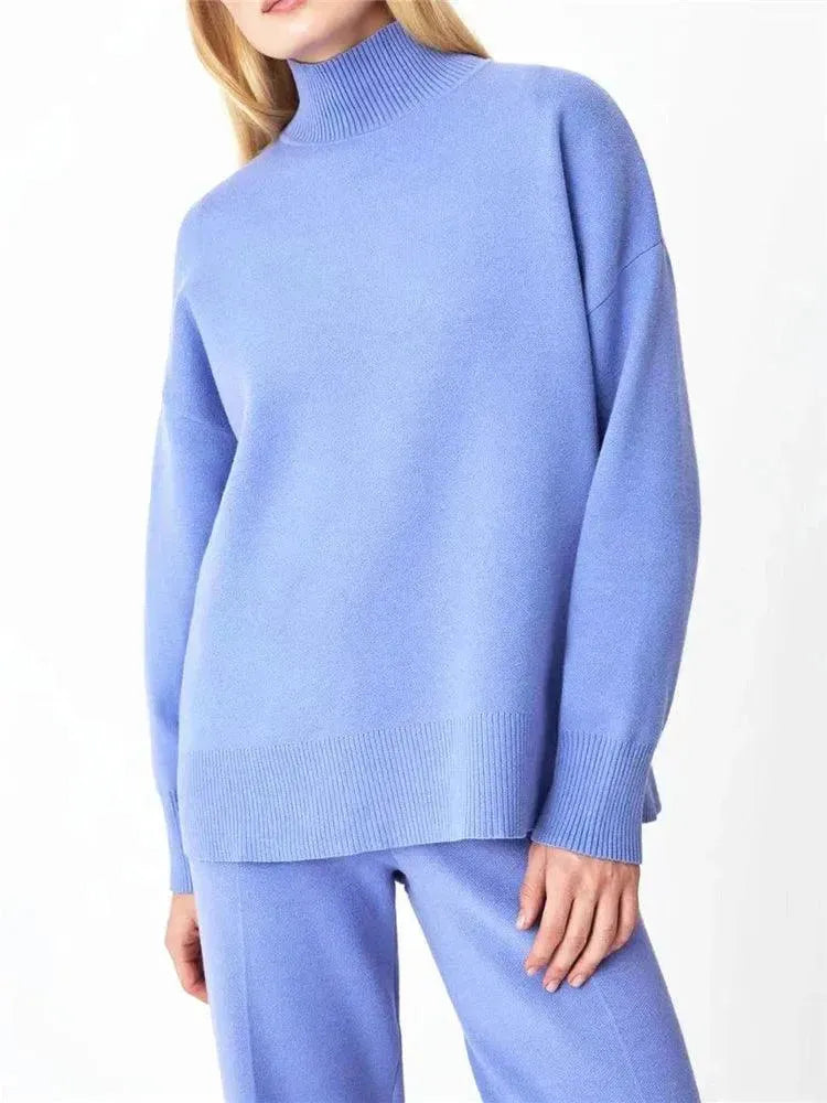 Elegant Women Casual Ribbed Two-Piece Set - Casual Pants Set - LeStyleParfait